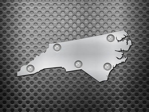Mapa metálico de Carolina del Norte — Archivo Imágenes Vectoriales