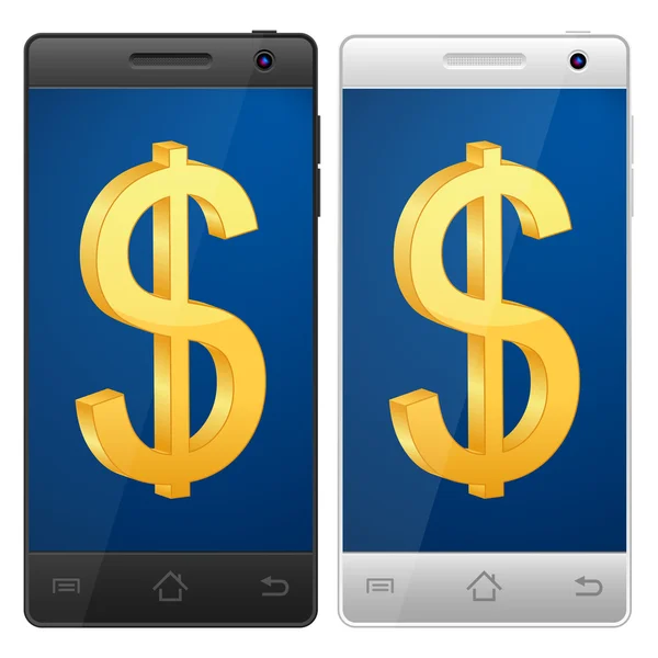 Dólar smartphone — Vector de stock
