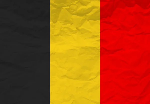 Vlajka Belgie zmačkaný papír — Stockový vektor