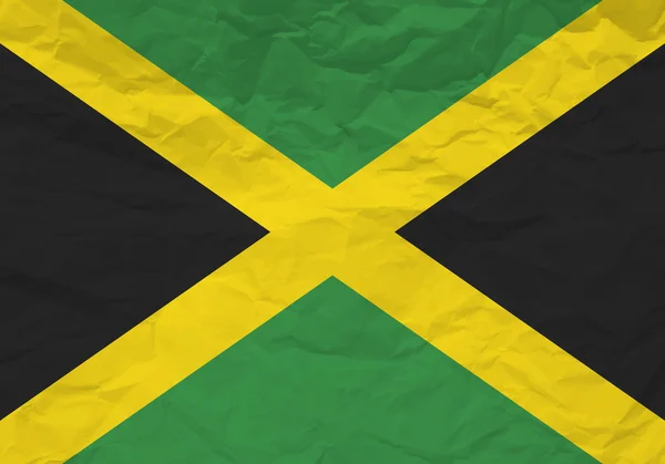 Jamaica-Flagge zerknülltes Papier — Stockvektor