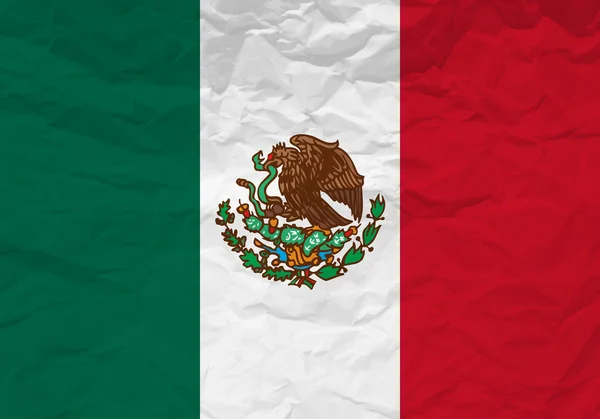 Bandera de México papel arrugado — Vector de stock