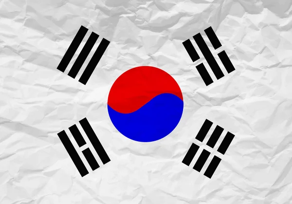 Bandeira da Coreia do Sul papel amassado — Vetor de Stock