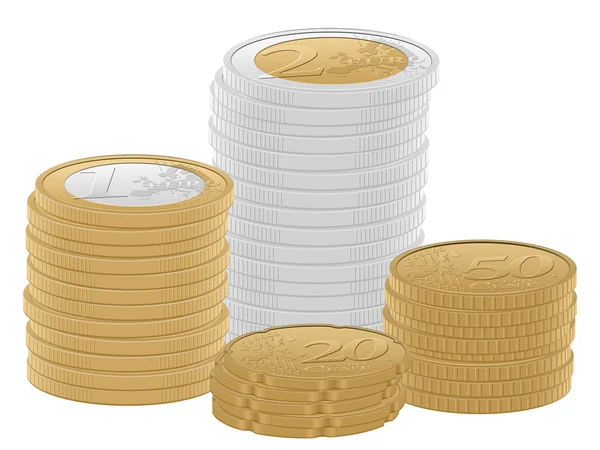 Euro-Münzen stapeln — Stockvektor