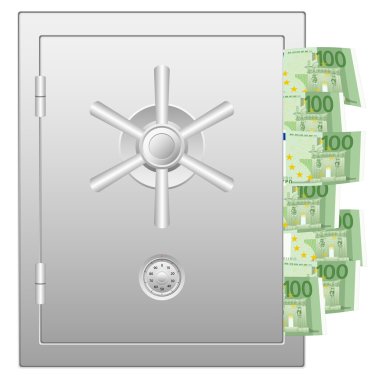 100 € banknotları ile güvenli banka