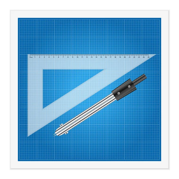 Blueprint and ruler instruments — Stock Vector