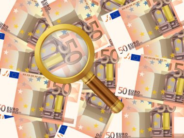 Büyüteç'i 50 euro arka plan üzerinde