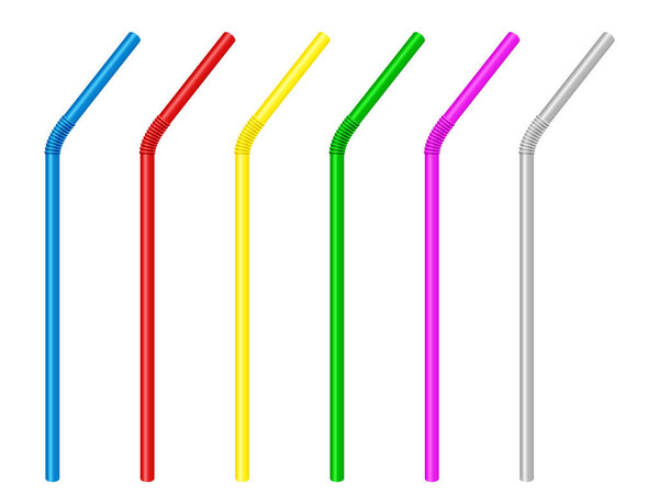 Drinking straw set on a white background. Vector illustration.