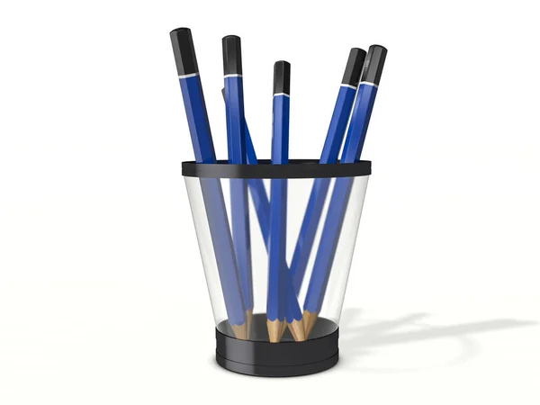 Pencils Holder White Background Illustration — Stock Photo, Image