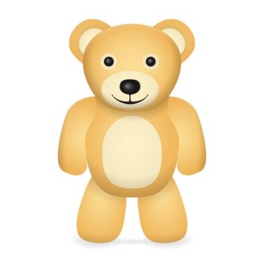 Beyaz arka planda oyuncak ayı. Vektör illüstrasyonu.