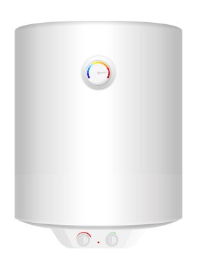 Beyaz arka planda su ısıtıcısı. Vektör illüstrasyonu.