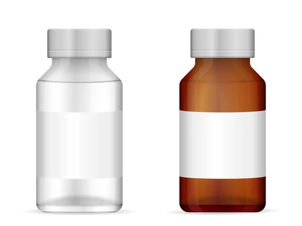 Botella Médica Vidrio Sobre Fondo Blanco Ilustración Vectorial — Vector de stock