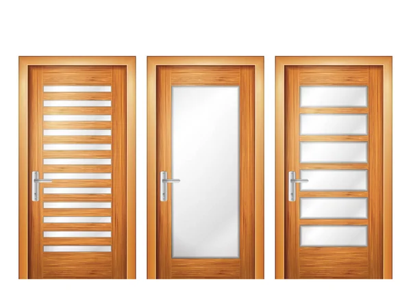 Wooden Doors White Background Vector Illustration — Stock Vector