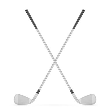 Beyaz arka planda golf sopaları. Vektör illüstrasyonu.