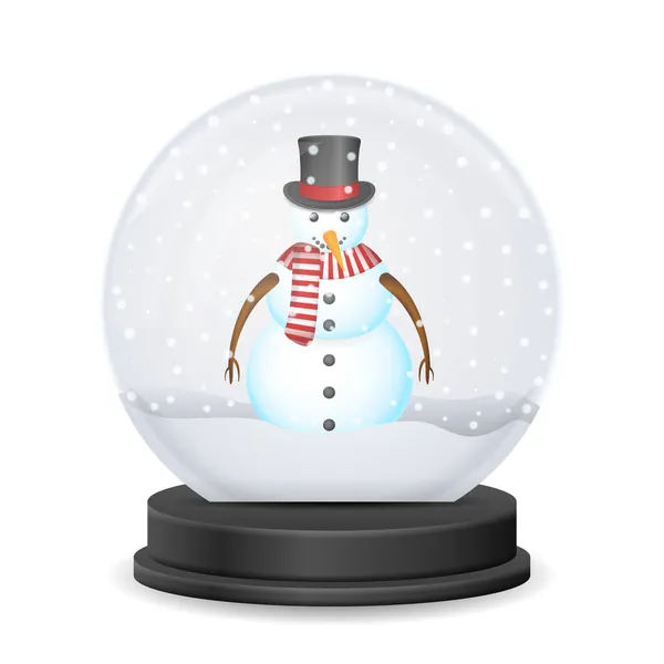 Snow Globe Snowman White Background Vector Illustration — Stock Vector