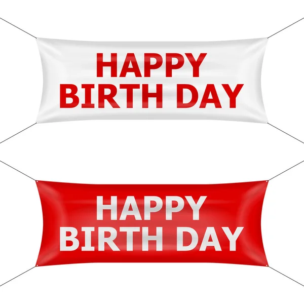 Banner Happy Birth Day White Background — Stock Vector