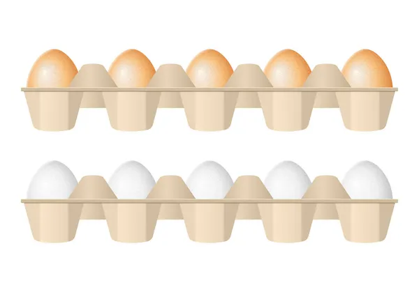Beyaz Arkaplanda Karton Kutuda Yumurtalar — Stok Vektör