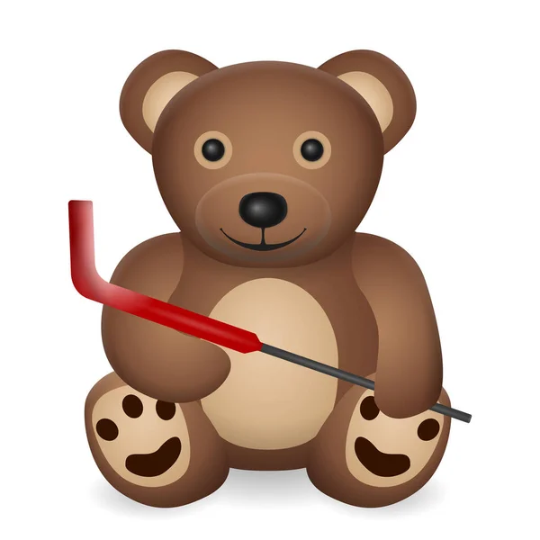 Teddy Beer Met Hockeystick Een Witte Achtergrond Vectorillustratie — Stockvector