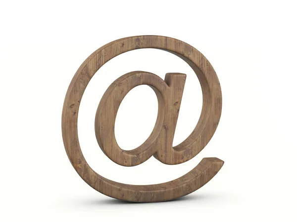 Wood Email Symbol White Background Illustration — Stock Photo, Image