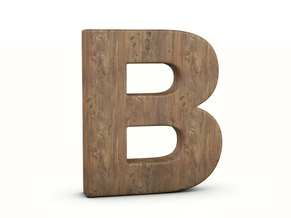 白い背景に木の文字B 3Dイラスト — ストック写真