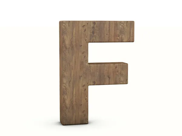 白い背景に木製の文字F 3Dイラスト — ストック写真