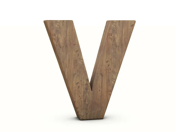白い背景の木の手紙V 3Dイラスト — ストック写真