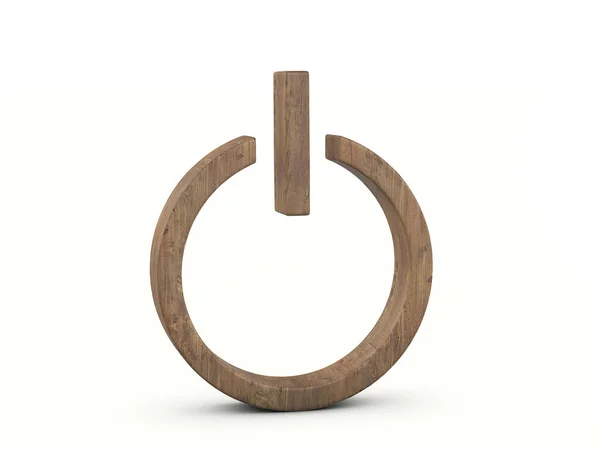 Wood Power Symbol White Background Illustration — Stock Photo, Image