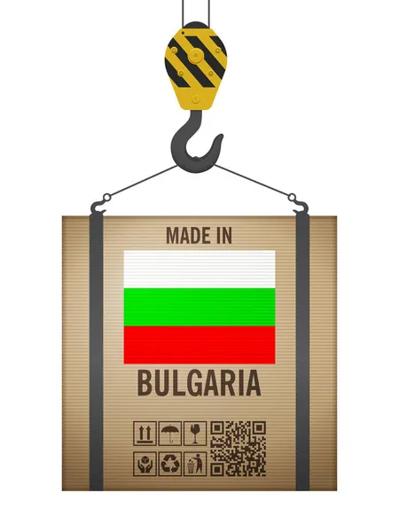 Картонна Коробка Зроблена Болгарії Білому Тлі Приклад Вектора — стоковий вектор