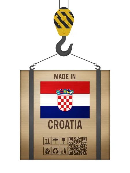 Картонна Коробка Зроблена Хорватії Білому Тлі Приклад Вектора — стоковий вектор