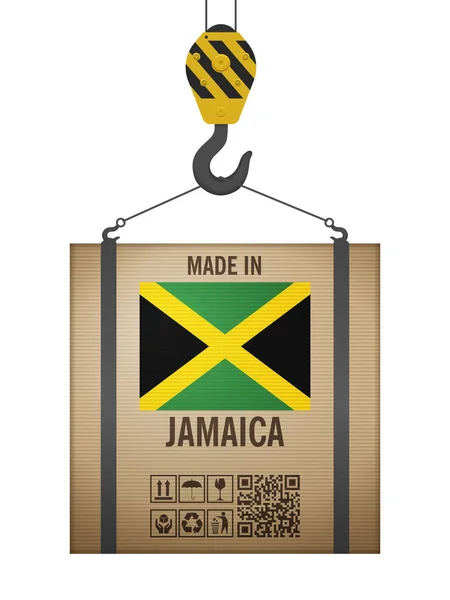 Boîte Carton Accroché Fabriqué Jamaïque Sur Fond Blanc Illustration Vectorielle — Image vectorielle