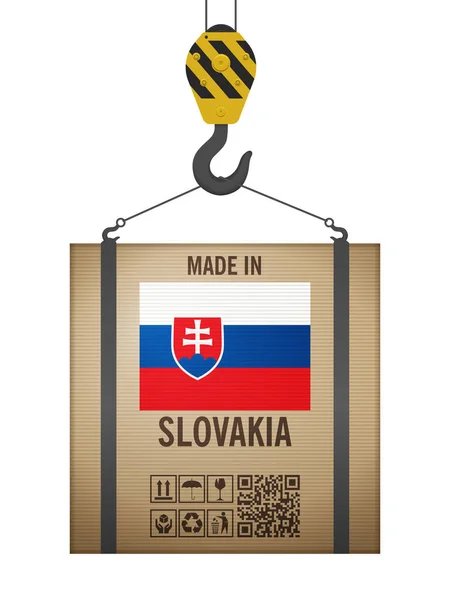 Картонна Коробка Зроблена Словаччині Білому Тлі Приклад Вектора — стоковий вектор