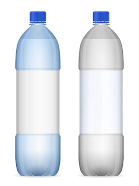 Beyaz arka planda su şişesi var. Vektör illüstrasyonu.