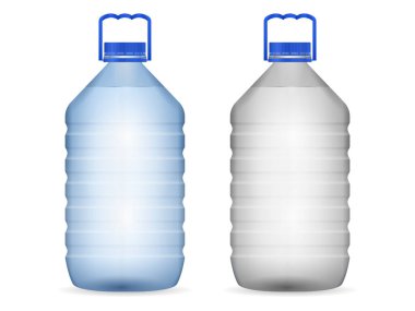 Beyaz arka planda su şişesi var. Vektör illüstrasyonu.