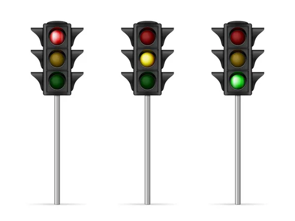 在白色背景上设置的交通灯 矢量插画 — 图库矢量图片