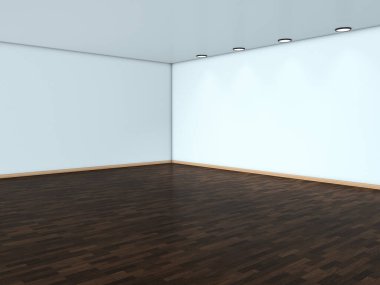 Boş bir evde boş bir oda. 3d illüstrasyon.