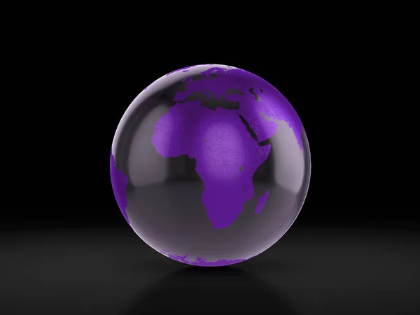 Glass World Globe Black Background Illustration — Stock Photo, Image
