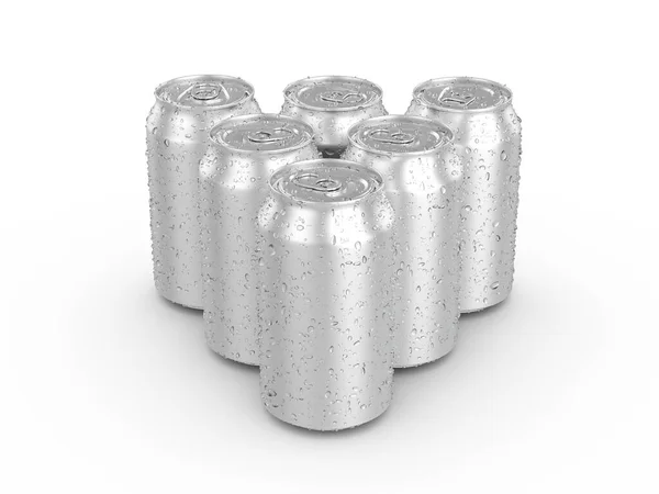 Aluminiowe Puszki Białym Tle Ilustracja — Zdjęcie stockowe