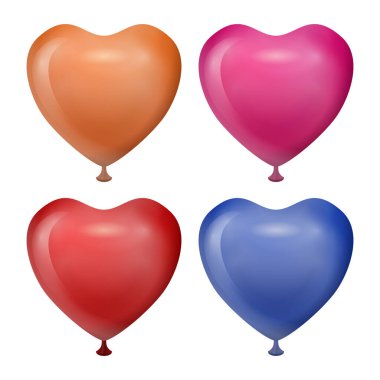 Kalp balonu beyaz arka plana ayarlandı. Vektör illüstrasyonu.