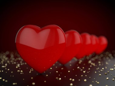 Kalpli sevgililer günü geçmişi. 3d illüstrasyon.