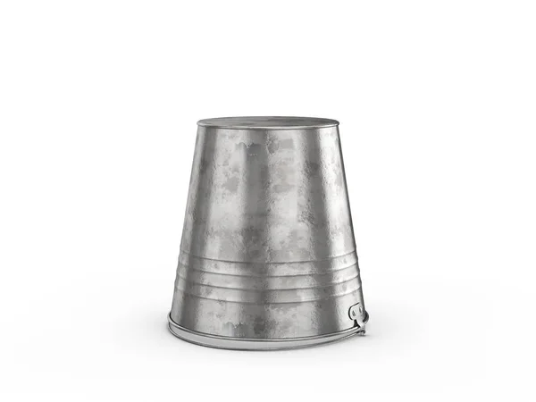 Metal Bucket White Background Illustration — Stock Photo, Image