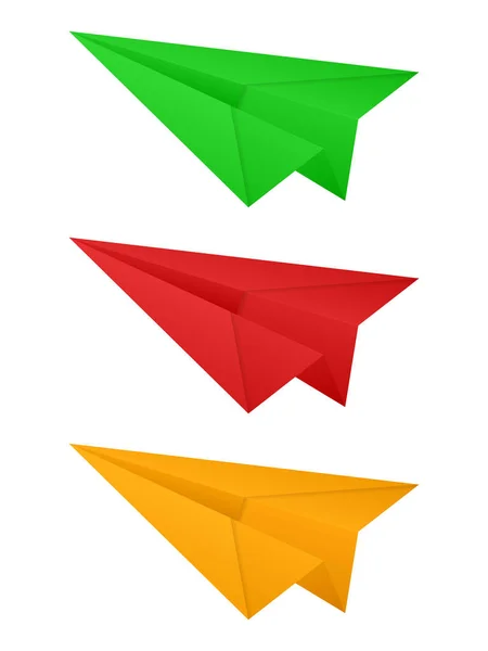 Pappersflygplan Inställt Vit Bakgrund Vektorillustration — Stock vektor