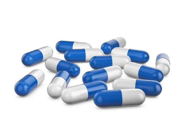 Kapszula Tabletták Fehér Alapon Illusztráció — Stock Fotó