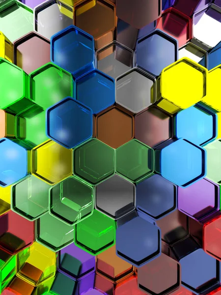 Abstrakt Bakgrund Bildas Från Flerfärgad Hexagoner Illustration — Stockfoto