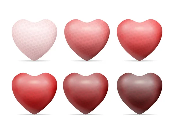 3d Dimensional Hearts Vector Icons Or Logos Set Heart Shaped