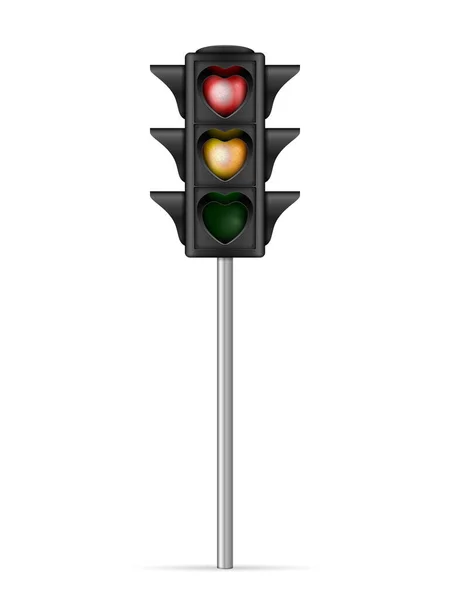 Traffic Light Heart Shape White Background Vector Illustration — Stock Vector