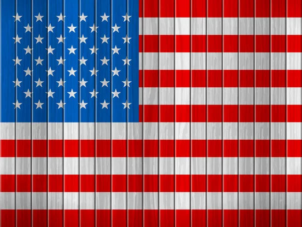 Tahta Arka Planda Amerikan Bayrağı Vektör Illüstrasyonu — Stok Vektör