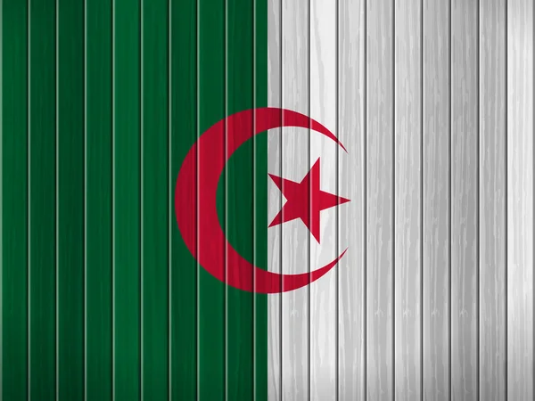 Algerische Flagge Auf Holzgrund Vektorillustration — Stockvektor
