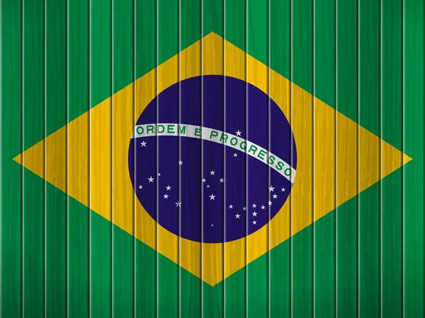 Brazil Flag Wooden Background Vector Illustration — Stock Vector