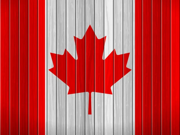 Ahşap Arka Planda Kanada Bayrağı Vektör Illüstrasyonu — Stok Vektör