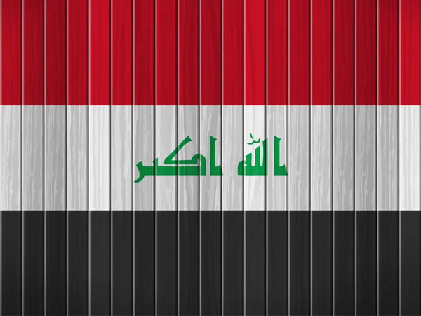 Ahşap Arka Planda Irak Bayrağı Vektör Illüstrasyonu — Stok Vektör
