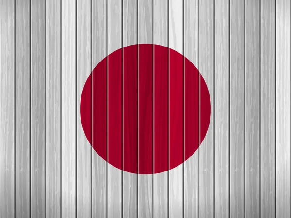 木製の背景に日本の旗 ベクターイラスト — ストックベクタ